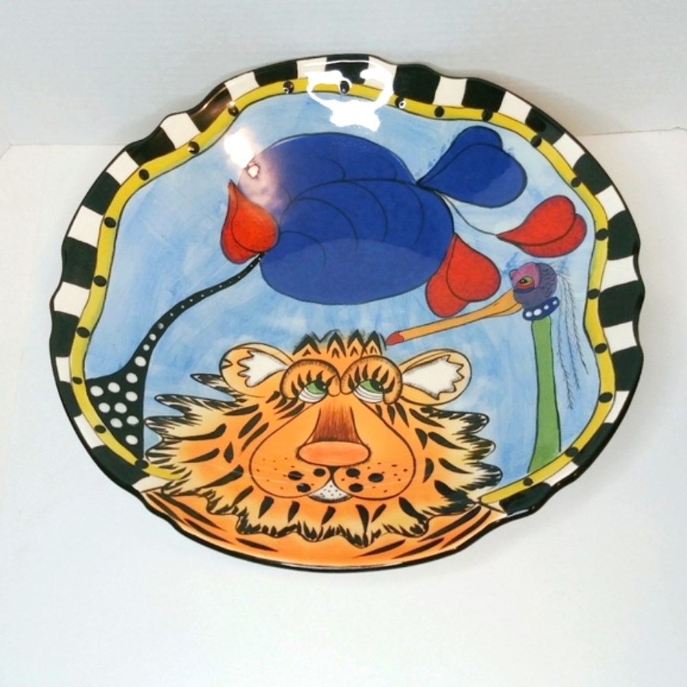 Walter the Tiger Large Ceramic Footed Bowl NIB by Sealed with A Kiss